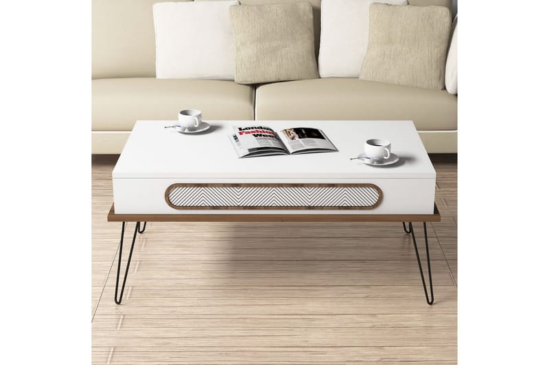 Ekolane Soffbord 105 cm med Förvaring Hylla - Vit/Natur - Möbler - Bord & matgrupper - Soffbord