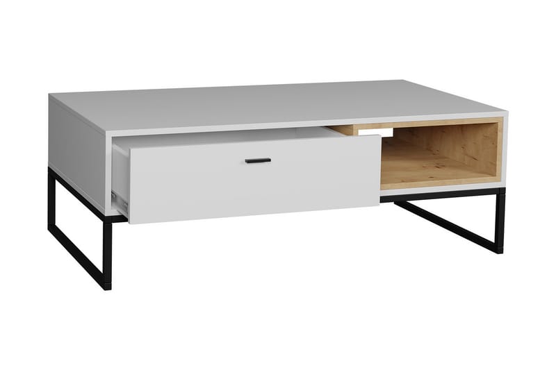 Ekomi Soffbord 120 cm med Förvaring Låda + Hylla - Natur/Svart - Möbler - Bord & matgrupper - Soffbord