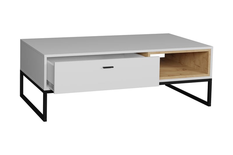 Ekomi Soffbord 120 cm med Förvaring Låda + Hylla - Natur/Svart - Soffbord