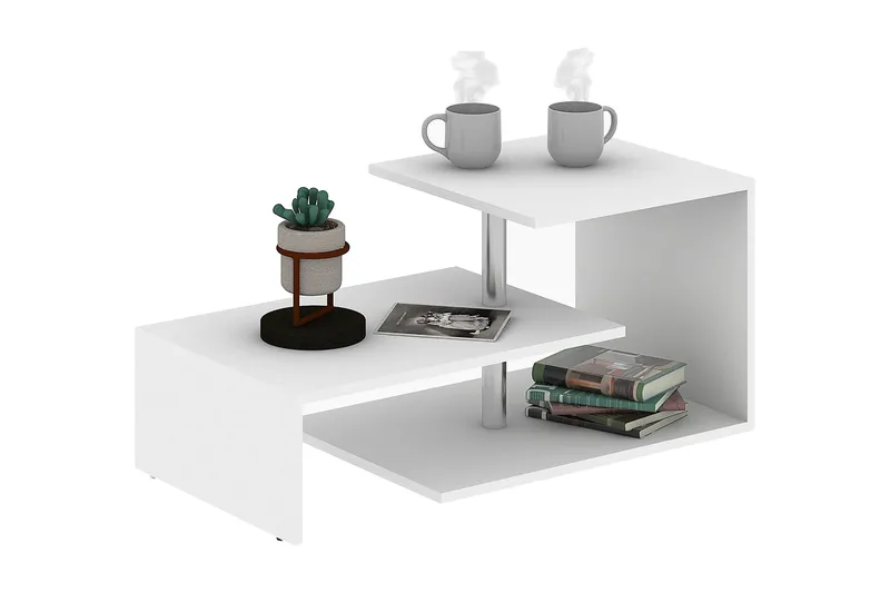 Elegancia Soffbord 100 cm med Förvaring Hylla - Vit - Möbler - Bord & matgrupper - Soffbord