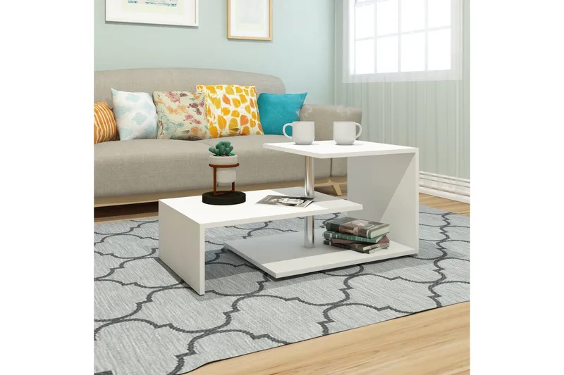 Elegancia Soffbord 100 cm med Förvaring Hylla - Vit - Möbler - Bord & matgrupper - Soffbord