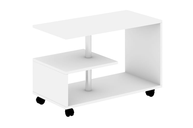 Elegancia Soffbord 80 cm med Förvaring Hylla på Hjul - Vit - Möbler - Bord & matgrupper - Soffbord