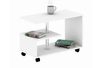 Elegancia Soffbord 80 cm med Förvaring Hylla på Hjul - Vit - Möbler - Bord & matgrupper - Soffbord
