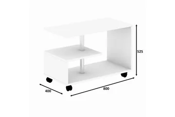 Elegancia Soffbord 80 cm med Förvaring Hylla på Hjul - Vit - Möbler - Bord & matgrupper - Soffbord