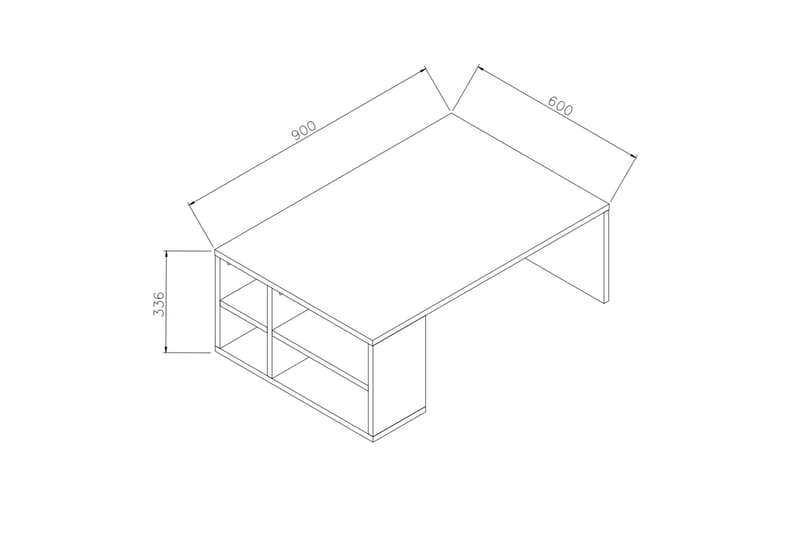 Elegancia Soffbord 90 cm med Förvaring Hyllor - Trä/Vit - Soffbord