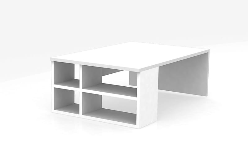 Elegancia Soffbord 90 cm med Förvaring Hyllor - Vit - Möbler - Bord & matgrupper - Soffbord