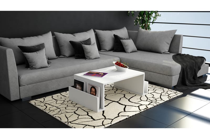 Elegancia Soffbord 95 cm med Tidningsförvaring - Vit - Möbler - Bord & matgrupper - Soffbord