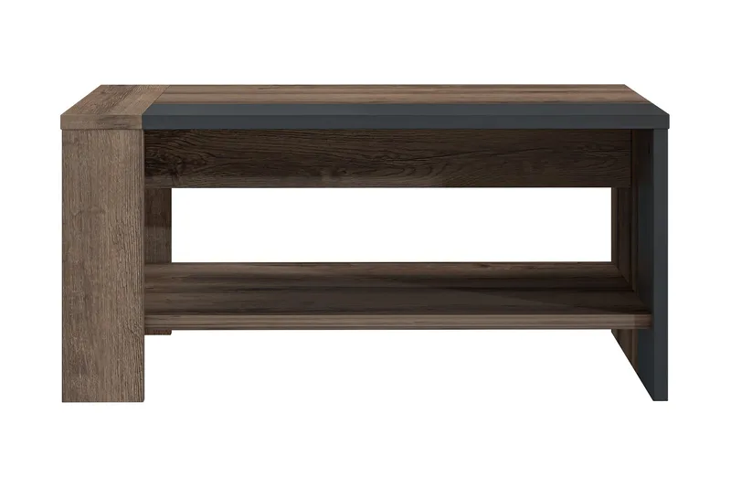 Elhovo 90 cm Rektangulärt Soffbord med Förvaring i Mörkt Trä - Mörkbrun - Möbler - Bord & matgrupper - Soffbord