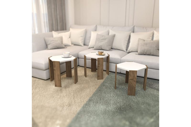 Soffbord Elvaran Vit / Valnöt - Brun/Vit - Möbler - Bord & matgrupper - Soffbord