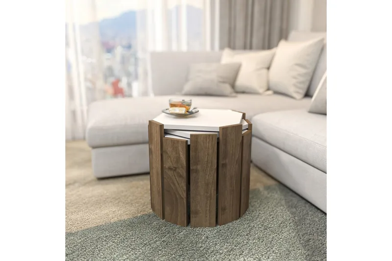 Soffbord Elvaran Vit / Valnöt - Brun/Vit - Möbler - Bord & matgrupper - Soffbord