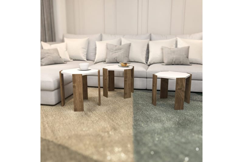 Soffbord Elvaran Vit / Valnöt - Brun/Vit - Möbler - Bord & matgrupper - Soffbord
