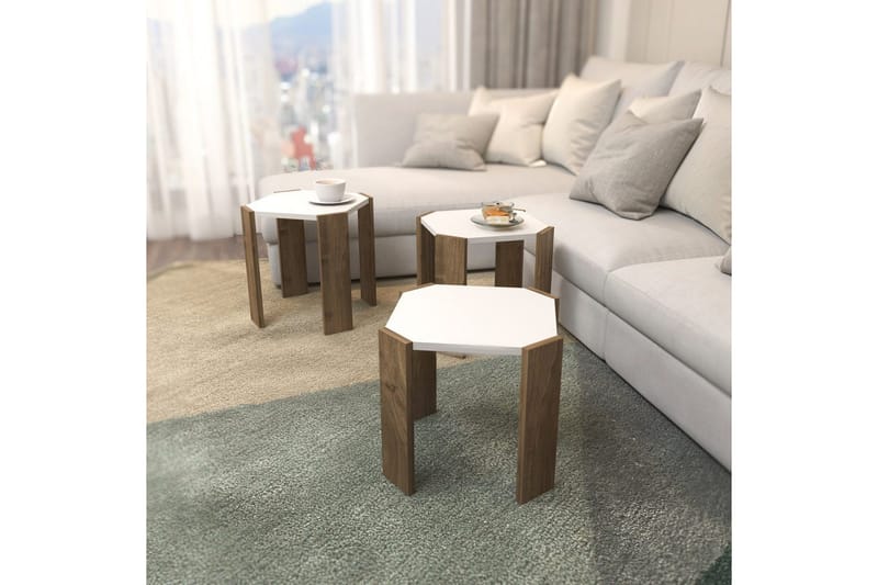 Soffbord Elvaran Vit / Valnöt - Brun/Vit - Möbler - Bord & matgrupper - Soffbord