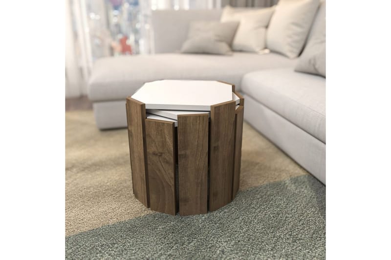 Soffbord Elvaran Vit / Valnöt - Brun/Vit - Möbler - Bord & matgrupper - Soffbord