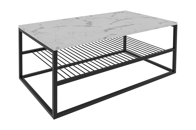 Emlak Soffbord 95 cm Marmormönster med Förvaring Hylla - Vit/Svart - Möbler - Bord & matgrupper - Soffbord