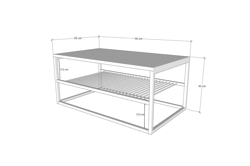 Emlak Soffbord 95 cm Marmormönster med Förvaring Hylla - Vit/Svart - Soffbord