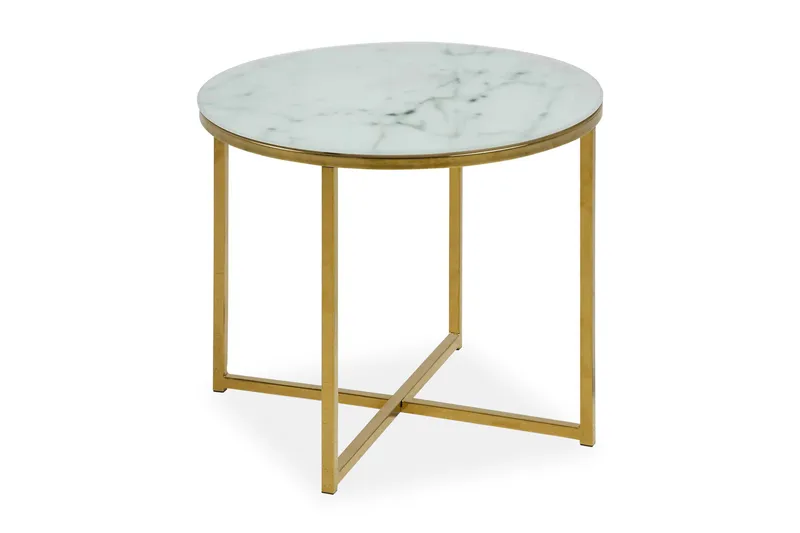 Epiffer Soffbord 50 cm Runt Marmormönster - Vit/Grå/Mässing - Möbler - Bord & matgrupper - Soffbord