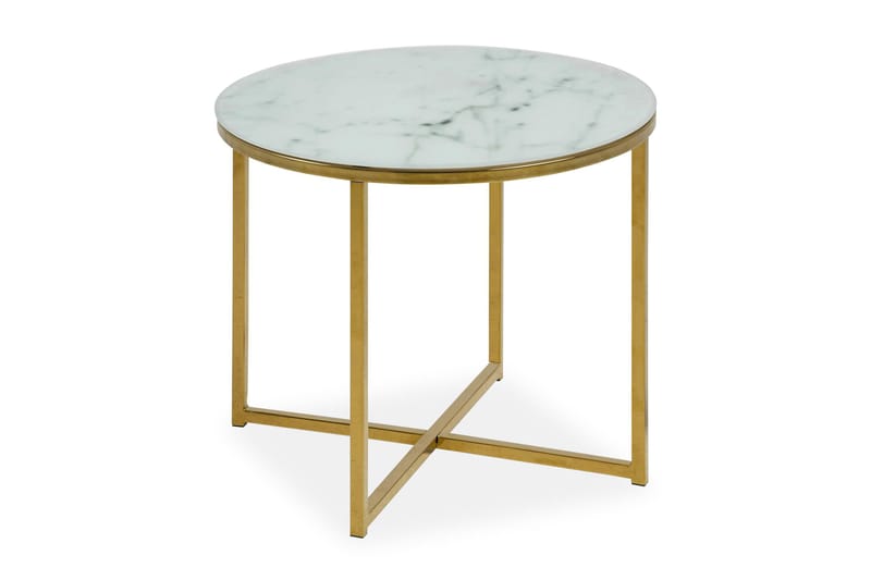Epiffer Soffbord 50 cm Runt Marmormönster - Vit/Grå/Mässing - Möbler - Bord & matgrupper - Soffbord