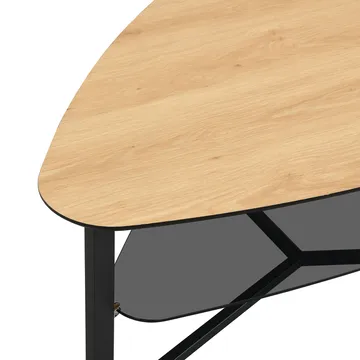 Erlona Soffbord 110 cm njurformat med eklook, glashylla och metallstomme - eklook / svart - Möbler - Bord & matgrupper - Soffbord - Soffbord med förvaring
