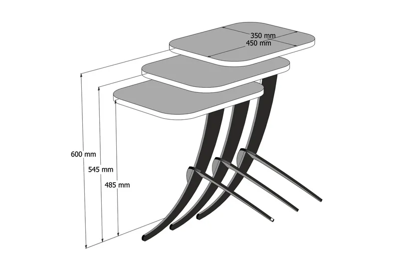 Erykah Satsbord 45 cm - Vit/Svart - Möbler - Bord & matgrupper - Soffbord