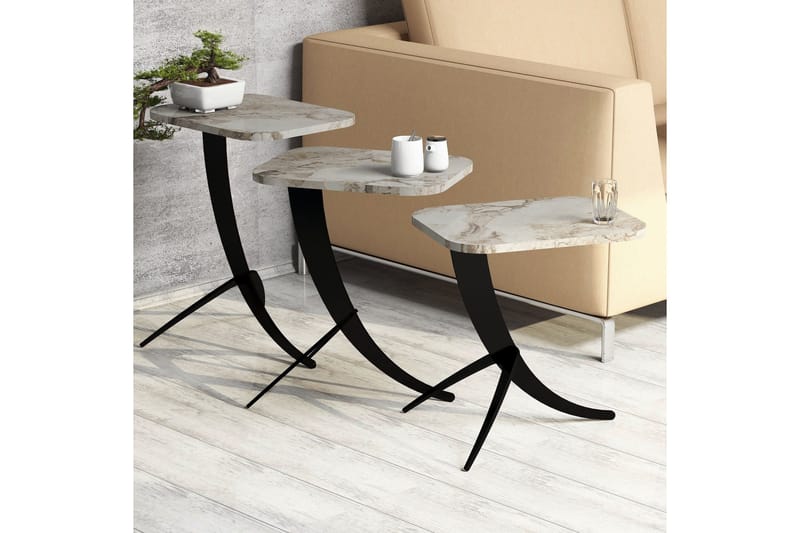 Erykah Stapelbart Rektangulärt Soffbord 45 cm i Trä med Metallben - Ljusbeige - Möbler - Bord & matgrupper - Soffbord