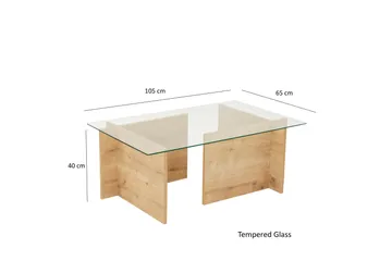 Escape 65 cm Rektangulärt Soffbord i Glas med Träunderrede - Klar - Möbler - Bord & matgrupper - Soffbord