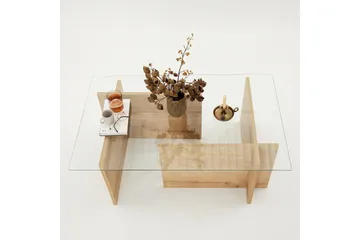 Escape 65 cm Rektangulärt Soffbord i Glas med Träunderrede - Klar - Möbler - Bord & matgrupper - Soffbord