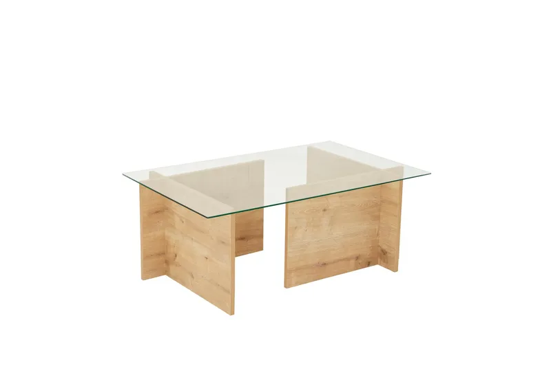 Escape 65 cm Rektangulärt Soffbord i Glas med Träunderrede - Klar - Möbler - Bord & matgrupper - Soffbord