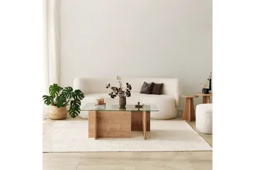 Escape 65 cm Rektangulärt Soffbord i Glas med Träunderrede - Klar - Möbler - Bord & matgrupper - Soffbord