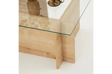 Escape 65 cm Rektangulärt Soffbord i Glas med Träunderrede - Klar - Möbler - Bord & matgrupper - Soffbord