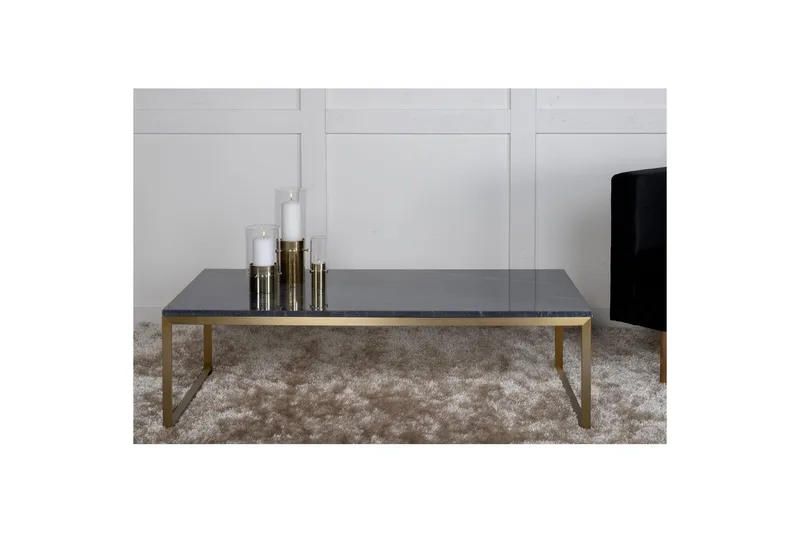 Soffbord Estelle Rektangulärt 60x120 cm Marmor - Grå / Mässing - Möbler - Bord & matgrupper - Soffbord