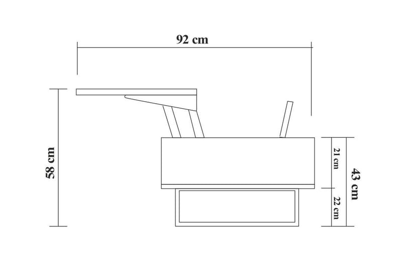 Estremoz Soffbord 120 cm med Förvaring Rum - Mörkbrun/Svart - Soffbord