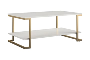 Evangelos Rektangulärt Soffbord med Hyllor i Trä och Metall - Vit - Möbler - Bord & matgrupper - Soffbord