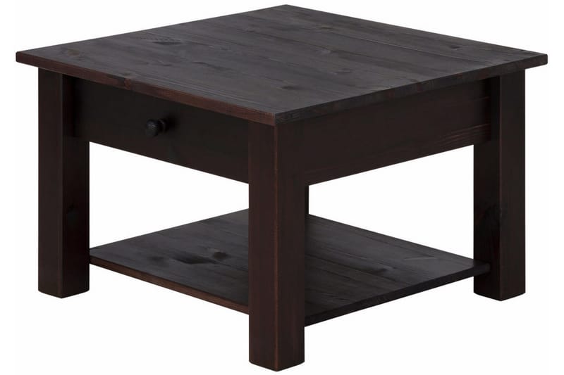 Evonne 60 cm Kvadratiskt Soffbord med Lådor i Furu - Mörkbrun - Möbler - Bord & matgrupper - Soffbord
