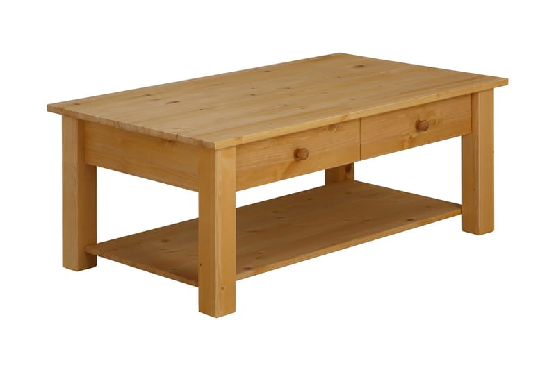 Evonne Soffbord 100 cm med Förvaring 2 Lådor + Hylla - Brun - Möbler - Bord & matgrupper - Soffbord