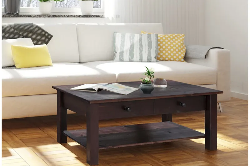 Evonne Soffbord 100 cm med Förvaring 2 Lådor + Hylla - Svart - Möbler - Bord & matgrupper - Soffbord