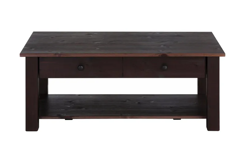 Evonne Soffbord 100 cm med Förvaring 2 Lådor + Hylla, Svart