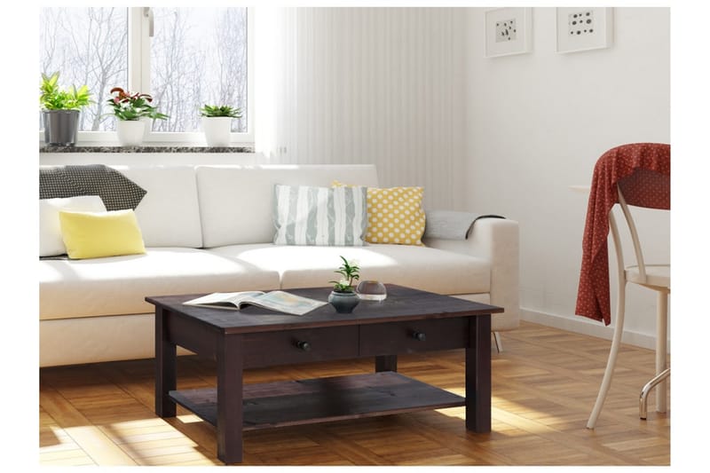 Evonne Soffbord 100 cm med Förvaring 2 Lådor + Hylla - Svart - Möbler - Bord & matgrupper - Soffbord