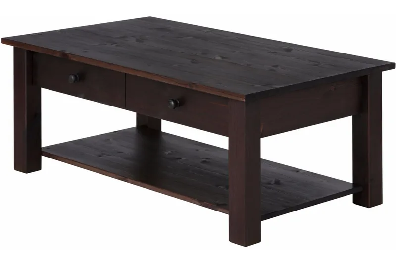 Evonne Soffbord 100 cm med Förvaring 2 Lådor + Hylla - Svart - Möbler - Bord & matgrupper - Soffbord