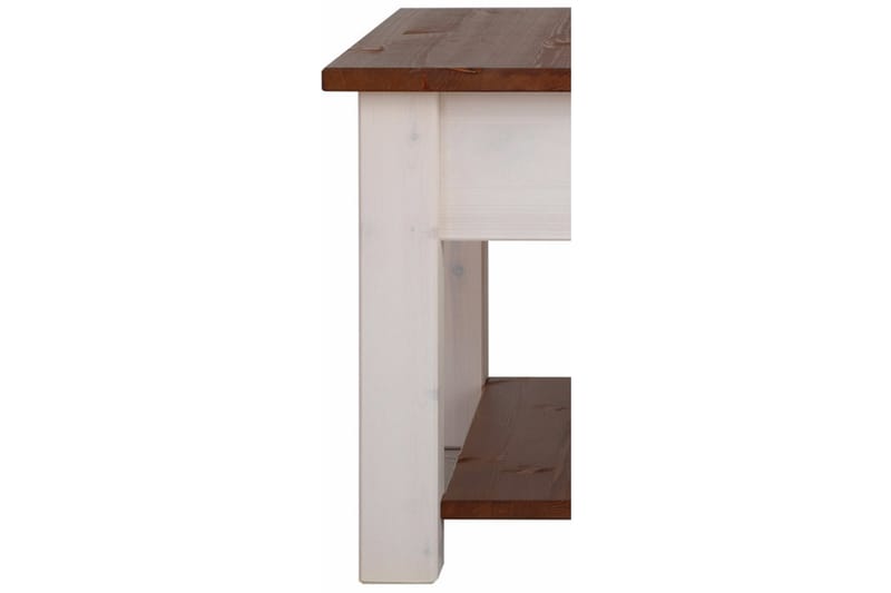 Evonne Soffbord 100 cm med Förvaring 2 Lådor + Hylla - Vit/Brun - Soffbord