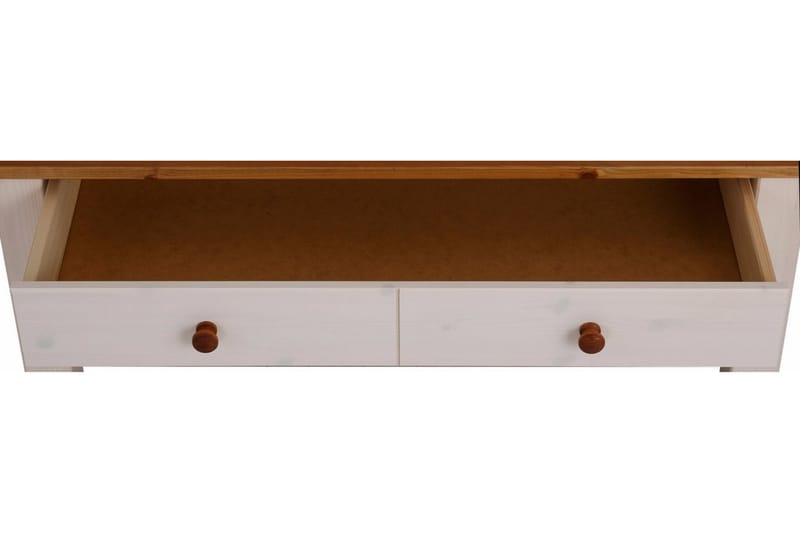 Evonne Soffbord 100 cm med Förvaring 2 Lådor + Hylla - Vit/Brun - Möbler - Bord & matgrupper - Soffbord