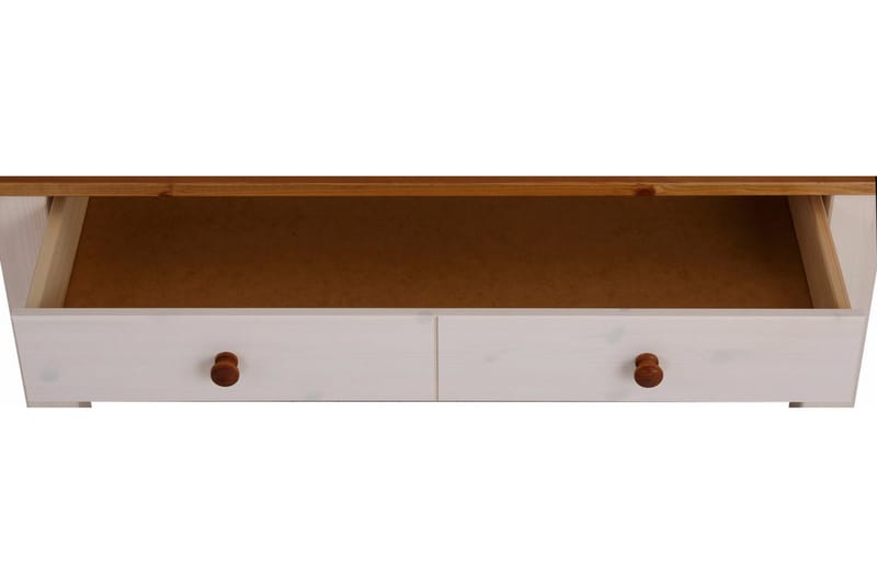 Evonne Soffbord 100 cm med Förvaring 2 Lådor + Hylla - Vit/Brun - Möbler - Bord & matgrupper - Soffbord