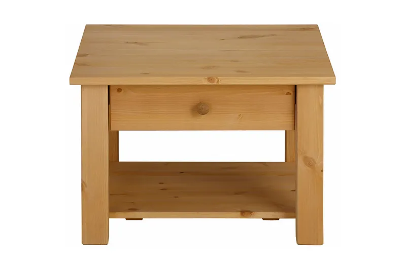 Evonne Soffbord 60 cm med Förvaring Låda + Hylla, Brun