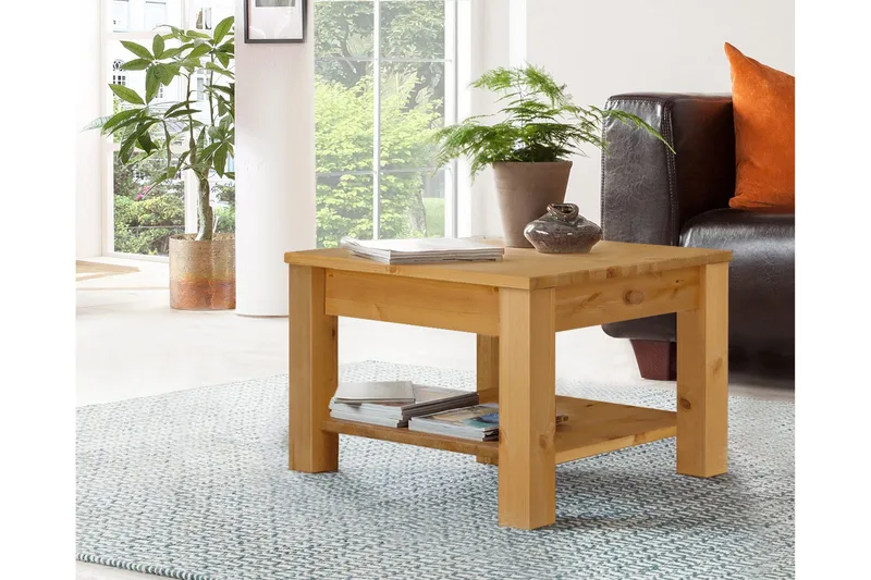 Evonne Soffbord 60 cm med Förvaring Låda + Hylla - Brun - Möbler - Bord & matgrupper - Soffbord