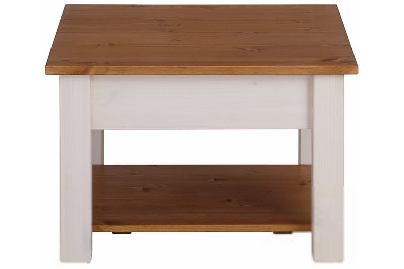 Evonne Soffbord 60 cm med Förvaring Låda + Hylla - Vit/Brun - Möbler - Bord & matgrupper - Soffbord