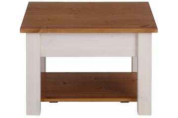 Evonne Soffbord 60 cm med Förvaring Låda + Hylla - Vit/Brun - Möbler - Bord & matgrupper - Soffbord
