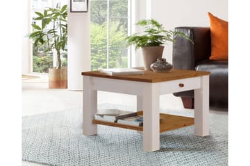Evonne Soffbord 60 cm med Förvaring Låda + Hylla - Vit/Brun - Möbler - Bord & matgrupper - Soffbord