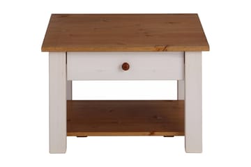 Evonne Soffbord 60 cm med Förvaring Låda + Hylla - Vit/Brun - Möbler - Bord & matgrupper - Soffbord