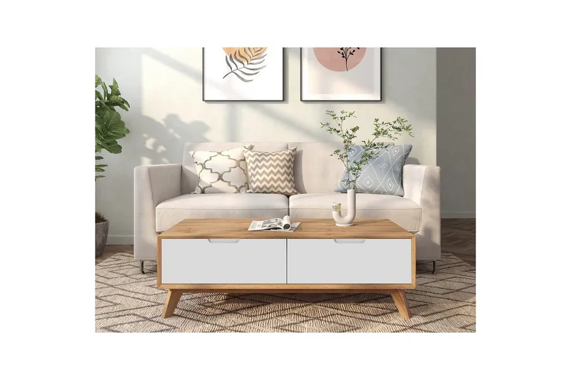 Soffbord Ezra Wotan-ek/Vit - Wotan-ek/Vit - Möbler - Bord & matgrupper - Soffbord