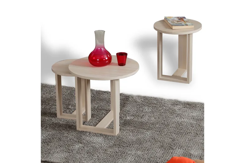 Falan Satsbord 52 cm Runt 3 Bord - Beige - Möbler - Bord & matgrupper - Soffbord