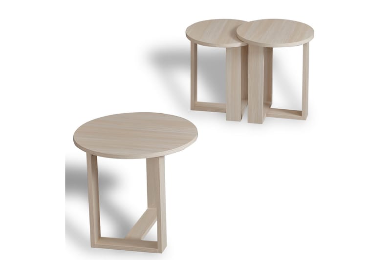 Falan Satsbord 52 cm Runt 3 Bord - Beige - Möbler - Bord & matgrupper - Soffbord